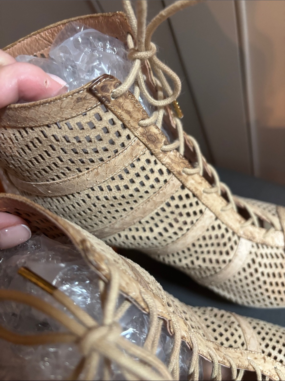 Joie Beige Shari Perforated Lace-Up Bootie, BUFF SIZE 38.5 $415.00 - Picture 11 of 11